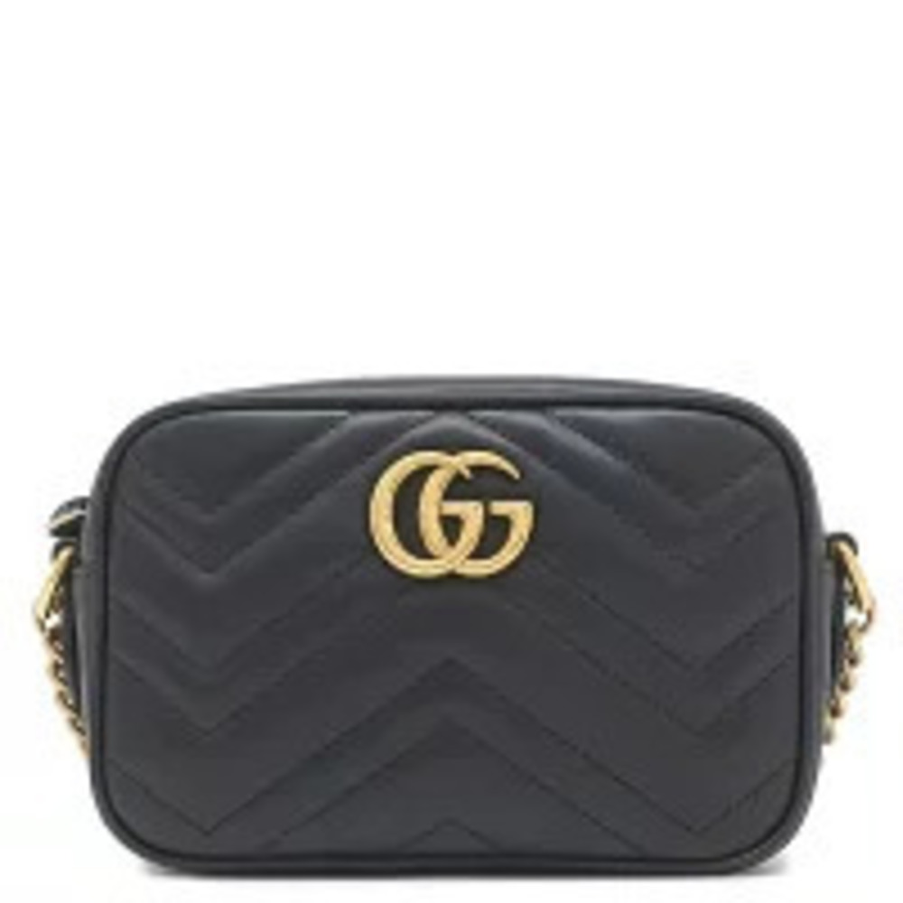 Gucci GG Marmont Camera Bag Leather Black Chain Shoulder Strap